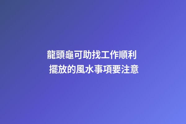 龍頭龜可助找工作順利  擺放的風水事項要注意